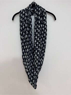 Black and White Patterned Infinity Scarf - Women Accessories